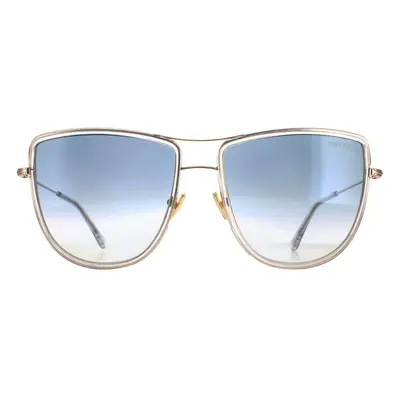 Tom Ford Sunglasses Tina FT0759 28B Shiny Rose Gold Smoke Gradient