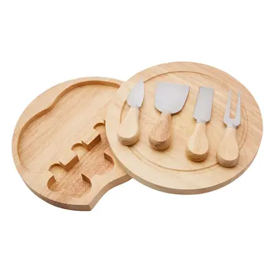 Karaca Gouda Piece Cheese Knife Set and Chopping Board, Wood Silver