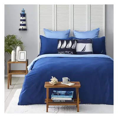 Nautica Creek 100% Turkish Cotton Duvet Cover Set, King, 230cmx220cm, Blue Navy Blue