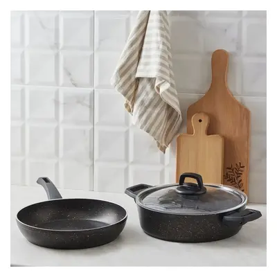 Karaca Blackgold Biogranite 3-Piece Induction Cookware Set, Black Gold