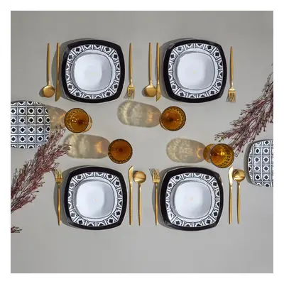 Karaca Monochrome 24-Piece Porcelain Dinner Set for People, Multi