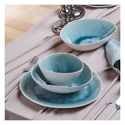 Karaca 24-Piece Reactive Glaze Dinner Set for People, Turquoise