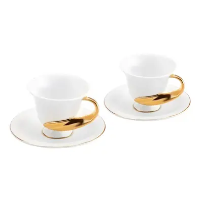 Karaca Elenor Piece Porcelain Espresso Turkish Coffee Cup for People, 120ml, White Gold