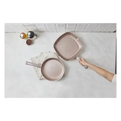 Karaca Rosegold Biogranite 2-Piece Induction Pan-Grill Set, Rose Gold