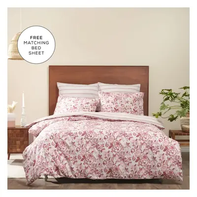 Carina Madison Purify Duvet Cover Set with Bed Sheet, Single, Pink Multi