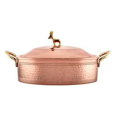 Karaca Alacahöyük Copper Shallow Casserole with Lid, 18cm, Copper