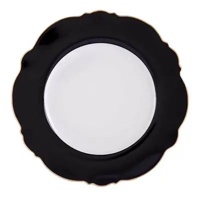 Karaca Romantic Black Porcelain Dinner Plate, 27cm, Black White