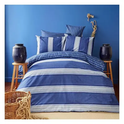 Nautica Moby 100% Turkish Cotton Duvet Cover Set, Single, 140cmx200cm, Navy Blue Multi