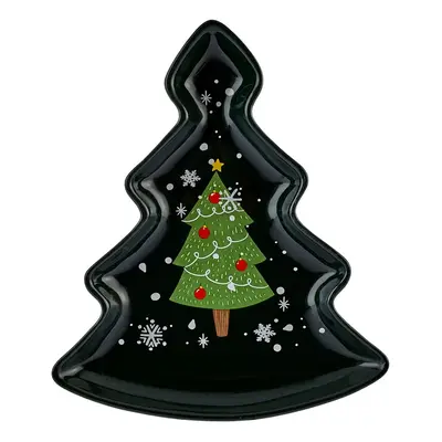 Karaca New Year Christmas New Generation Bone Golden Line Christmas Tree Decorative Plate, 21cm,