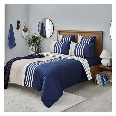 Nautica Aport 100% Turkish Cotton Duvet Cover Set, King, 230cmx220cm, Navy Blue