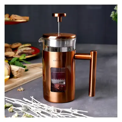 Karaca Borosilicate Glass Copper French Press, 350ml, Copper Silver