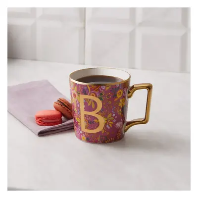 Karaca Flower Porcelain Letter B Mug, 350ml, Multi