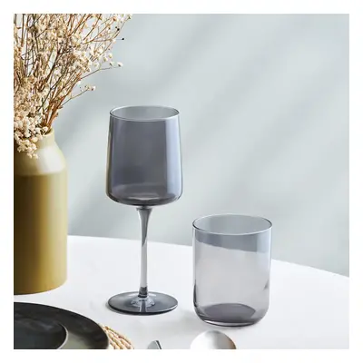 Karaca Piece Glass Wine Glass Set, 320ml, Anthracite