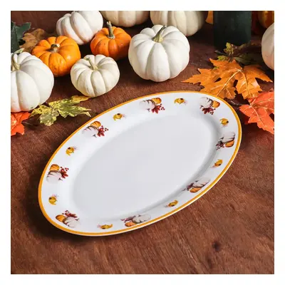 Karaca Halloween Pumpkin Porcelain Serving Platter, 20cm, White Multi