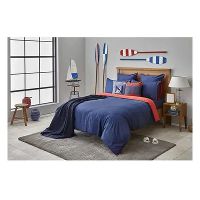 Nautica Creek 100% Turkish Cotton Duvet Cover Set, King, 230cmx220cm, Navy Blue Red