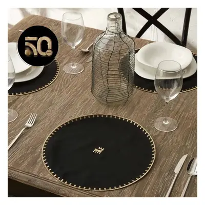 Karaca Home 50th Anniversary Collection Core Round Placemat Set, Piece, 38cm, Black Gold