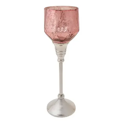 Karaca Lucca Tealight Candlestick, 28cm, Pink Silver