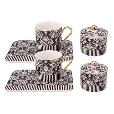 Karaca Queen Piece Porcelain Espresso Turkish Coffee Cup Set for People with Candy Bowl, 90ml, B