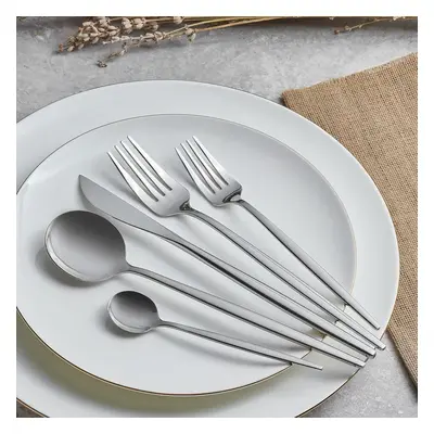 Karaca Orion 30-Piece Stainless Steel Cutlery Set for People, Platinum