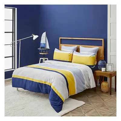 Nautica Bold 100% Turkish Cotton Duvet Cover Set, Super King, 260cmx220cm, Yellow Multi