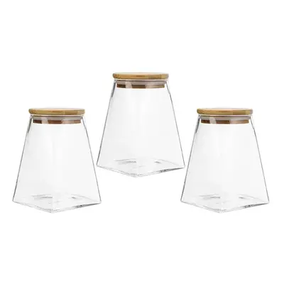 Karaca Piramit Piece Storage Container Set, Medium, Transparent Wood