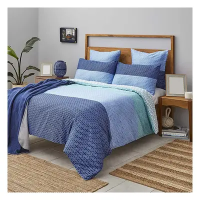 Nautica Grace 100% Turkish Cotton Duvet Cover Set, Single, 140cmx200cm, Blue Multi