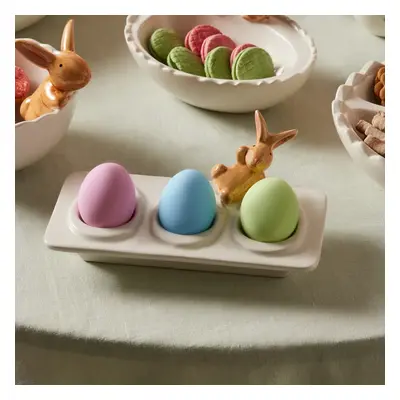 Karaca Easter 3-Compartment Egg Cup, White Multi