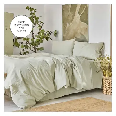 Karaca Home Elements 100% Turkish Cotton Duvet Cover Set with Bed Sheet, Double, Beige