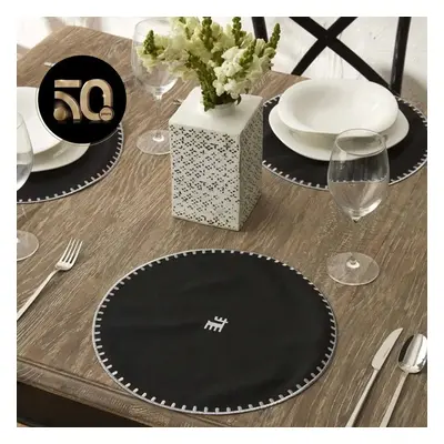 Karaca Home 50th Anniversary Collection Core Round Placemat Set, Piece, 38cm, Black Silver