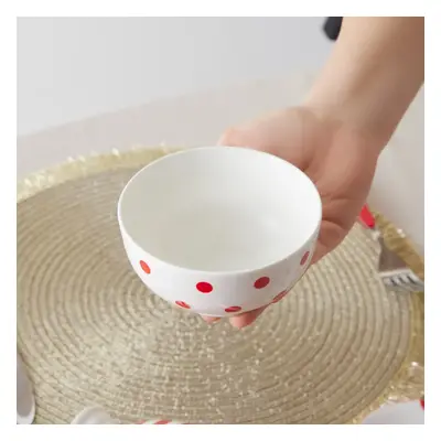 Karaca Polka Dot Porcelain Snack Bowl, 11cm, White Multi