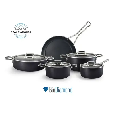 Karaca Mastermaid BioDiamond 13-Piece Cookware Set, Shiny Black Silver