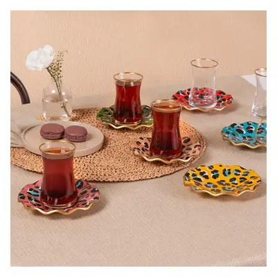 Karaca Leona Piece Glass Turkish Tea Set for People, 150ml, Multi