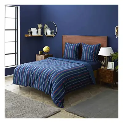 Nautica Ray 100% Turkish Cotton Duvet Cover Set, Double, 200cmx200cm, Navy Blue Multi