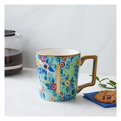 Karaca Flower Porcelain Letter I Mug, 350ml, Multi