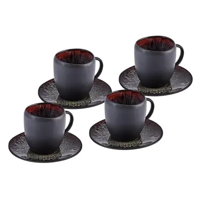 Karaca Galactic 8-Piece Reactive Espresso Turkish Coffee Cup Set for People, 100ml, Black Multi