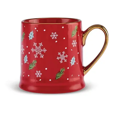 Karaca New Year Christmas New Generation Bone Golden Line Mug, 355ml, Red Multi