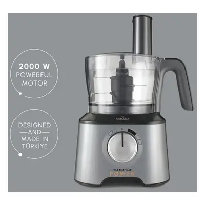 Karaca Mastermaid Power Multifunctional in Food Processor Set, 2000W, 1.5L, Galaxy Grey