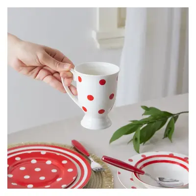 Karaca Polka Dot Porcelain Mug, 360ml, White Multi