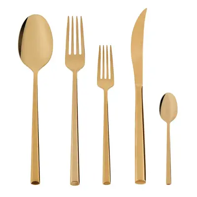 Karaca Tivoli 30-Piece Stainless Steel Cutlery Set for People, Gold