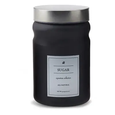 Karaca Mono Glass Sugar Storage Jar, 1400ml, Black Silver