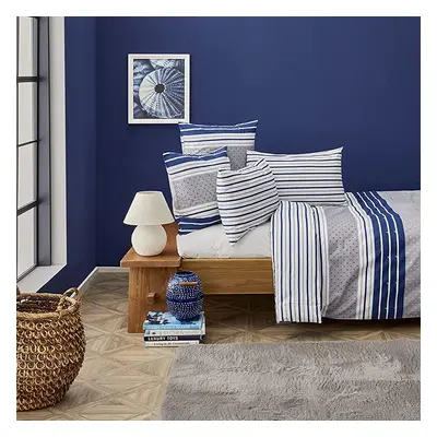 Nautica Bornea 100% Turkish Cotton Duvet Cover Set, Single, 140cmx200cm, Navy Blue White