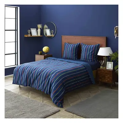 Nautica Ray 100% Turkish Cotton Duvet Cover Set, Super King, 260cmx220cm, Navy Blue Multi