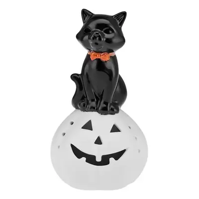 Karaca Halloween Ceramic Led Light Trinket, 20cm, White Black