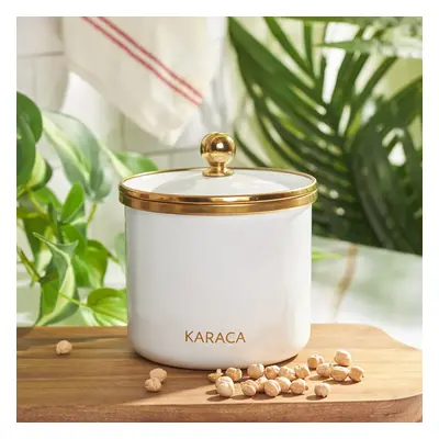 Karaca Troy Enamel Storage Jar, Small, White Gold