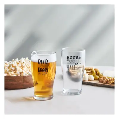 Karaca Fritz Piece Glass Beer Glass Set, 454ml, Transparent Black