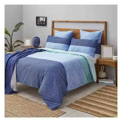 Nautica Grace 100% Turkish Cotton Duvet Cover Set, Super King, 260cmx220cm, Blue Multi