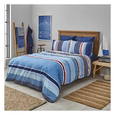 Nautica Spinning 100% Turkish Cotton Duvet Cover Set, Single, 140cmx200cm, Blue Multi