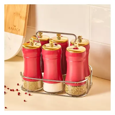 Karaca Gold Berry Piece Glass Square Spice Grinder Set with Stand, 100ml, Multi