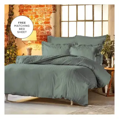 Karaca Home Charm Bold 100% Turkish Cotton Duvet Cover Set with Bed Sheet, Double, Petrol