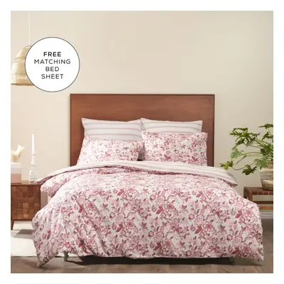 Carina Madison Purify Duvet Cover Set with Bed Sheet, Double, Pink Multi